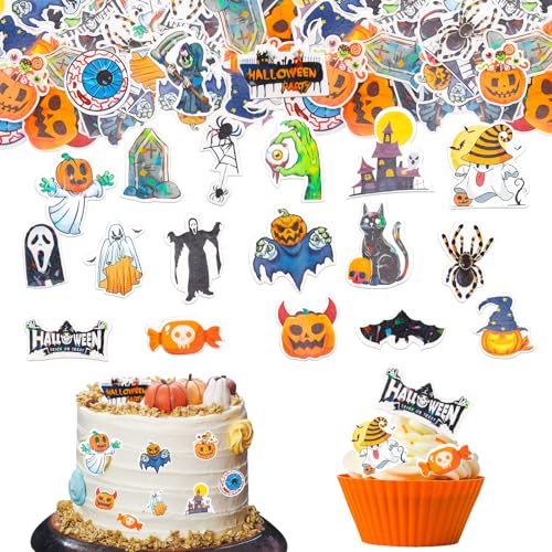 GoldRock Halloween Essbare Tortendeko,60 Stk Halloween Tortendeko Essbar,Kürbis Horror Deko Torte,Fledermaus Gespenst Esspapier Kuchendeko,Muffin Cupcake Topper Kuchen Deko Essbar Halloween Decoration GoldRock Halloween Essbare Tortendeko,60 Stk Halloween Tortendeko Essbar,Kürbis Horror Deko Torte,Fledermaus Gespenst Esspapier Kuchendeko,Muffin Cupcake Topper Kuchen Deko Essbar Halloween Decoration von GoldRock