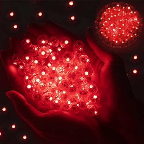 GoldRock LED Ballons Lichter,100 Stk Mini Led Licht,Leuchtende Luftballons,Led Luftballons Leuchtend,Ballonlichter Rot,Led Luftballon für Geburtstag Hochzeit Halloween Weihnachten Karneval Party Deko von GoldRock