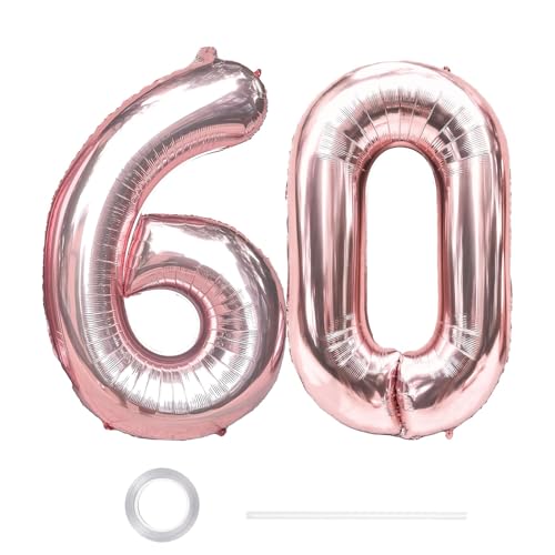 GoldRock XXL Luftballon 60 Geburtstag Deko Roségold, 40 Zoll Ballon Deko 60 Geburtstag Frau Mann, Zahlen Luftballons Geburtstage 60, Geburtstagsdeko 60 Jahre,Folienballon 60 für Jubiläum,60 Luftballon von GoldRock