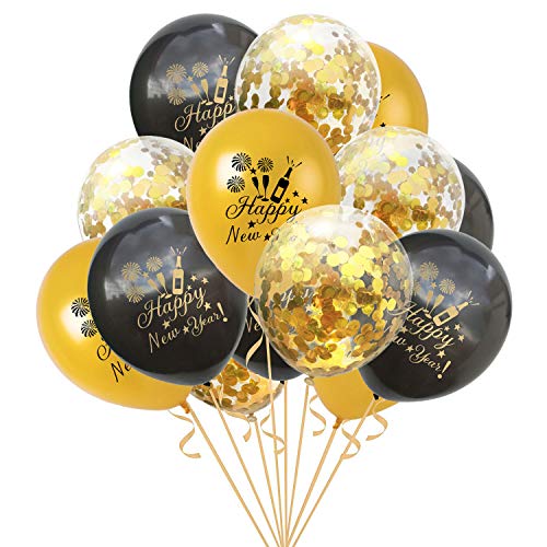 GoldRock Silvester Deko 2025 Luftballons, 15 Stück Happy New Year Ballons, Silvester Deko 2025 Party Set Schwarz Gold, Deko Silvester Party 2025, Neujahrsdeko, Silvester Tischdeko Party Dekoration GoldRock Silvester Deko 2025 Luftballons, 15 Stück Happy New Year Ballons, Silvester Deko 2025 Party Set Schwarz Gold, Deko Silvester Party 2025, Neujahrsdeko, Silvester Tischdeko Party Dekoration von GoldRock