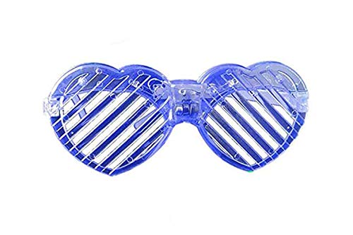 Golden Beads LED-Brille in Herzform, blinkend, leuchtende Farben, Neon-Partyzubehör, leuchtende Schatten, Partygeschenke, Raves, Konzertshows, Weihnachten, Geburtstagsparty (blau) von Golden Beads