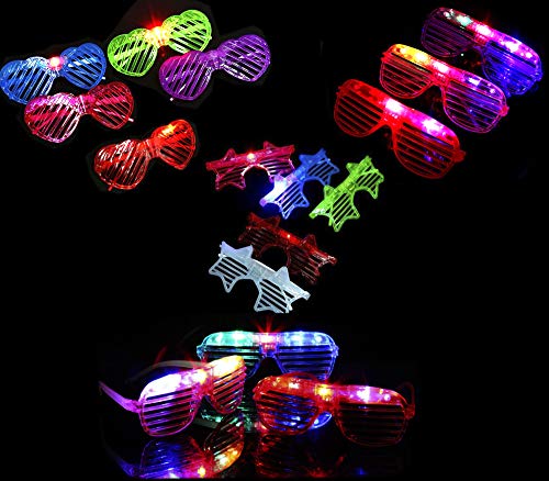 Golden Beads LED-Brille in Sternform, leuchtende Farben, leuchtende Farben, Neon-Partyzubehör, leuchtende Schatten, Partygeschenke, Raves, Konzertshows, Weihnachten, Geburtstagsparty (grün) von Golden Beads