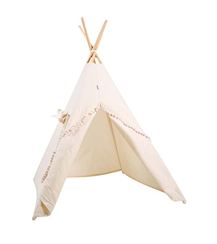 Kinder Teepee Tipi Set für Kinder Spielzeug drinnen draußen Spielzelt Zelt 8 Elemente dabei Tipi-Set Indianer Indianertipi mit Fenster usw. (ohne Zubhör, Beiger Wolf) von Golden Kids