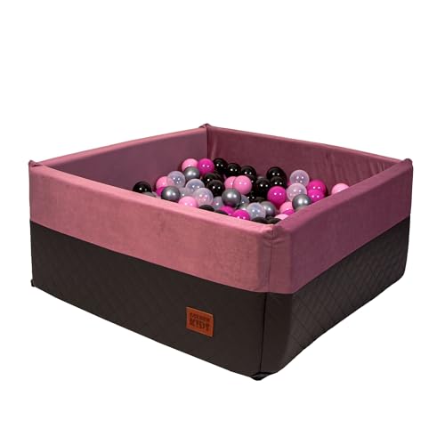 GoldenGroup Bällebad Baby 120x120 cm - Spielzeug - Ball Pool - Indoor Spielplatz - Quadratische Schaumstoff - Kinder - Ohne Bälle - Rosa/Graphit von GoldenGroup