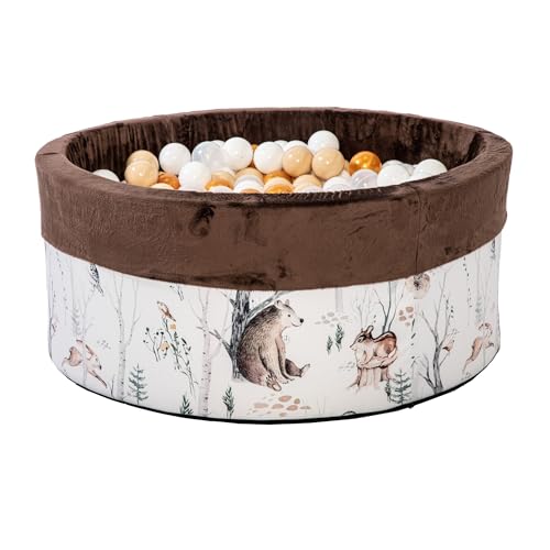 GoldenGroup Baby Forest Friends Bällebad - Rundes Spielzeug aus Samt und Schaumstoff - 90x40 cm - Braun von GoldenGroup
