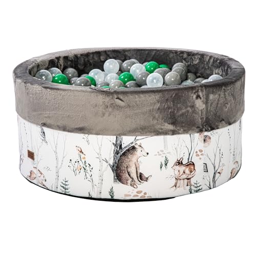 GoldenGroup Baby Forest Friends Bällebad - 90x40 cm Spielzeug aus Samt - Rundes Schaumstoff-Bällebad - Grau, Grün, Pernamental GoldenGroup Baby Forest Friends Bällebad - 90x40 cm Spielzeug aus Samt - Rundes Schaumstoff-Bällebad - Grau, Grün, Pernamental von GoldenGroup