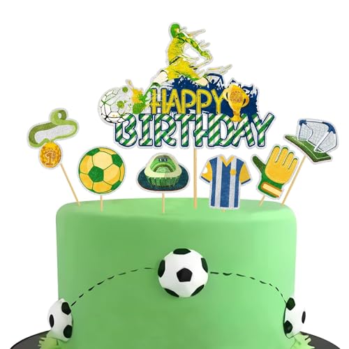 Goldenland Fußball-Thema Geburtstags Cake Toppers, 1 Groß Happy birthday Tortendeko und 6 Stück Fußball-Elemente Cake Toppers, Fußball-Thema Cartoon Kuchendeckel für Kinder Geburtstagsparty Dekoration Goldenland Fußball-Thema Geburtstags Cake Toppers, 1 Groß Happy birthday Tortendeko und 6 Stück Fußball-Elemente Cake Toppers, Fußball-Thema Cartoon Kuchendeckel für Kinder Geburtstagsparty Dekoration von Goldenland