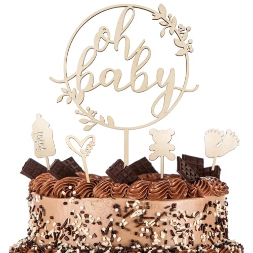 Oh Baby Cake Topper Holz 5 Stück, Oh Baby Tortendeko, Baby Kuchen Topper Kuchendeko Tortendeko für Babyparty, Baby Shower Deko, Gender Reveal Partydeko Kindertaufe schmücken Tortenaufsatz Oh Baby Cake Topper Holz 5 Stück, Oh Baby Tortendeko, Baby Kuchen Topper Kuchendeko Tortendeko für Babyparty, Baby Shower Deko, Gender Reveal Partydeko Kindertaufe schmücken Tortenaufsatz von Goldenland
