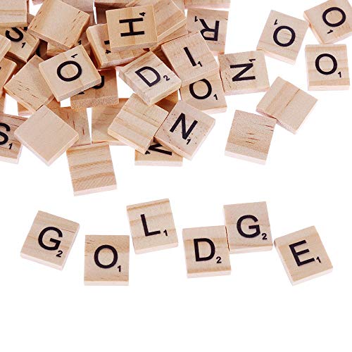 GOLDGE 100 Stück Scrabble Buchstaben Holz Buchstabe Fliesen zum Spielen, Lesen für Vorschule Kinder Bildung,DIY Handwerk Dekoration von GOLDGE