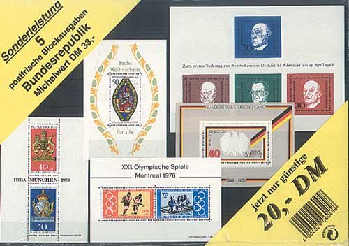 Goldhahn BRD-Blockausgaben 5 postfrische Blocks - Briefmarken für Sammler von Goldhahn