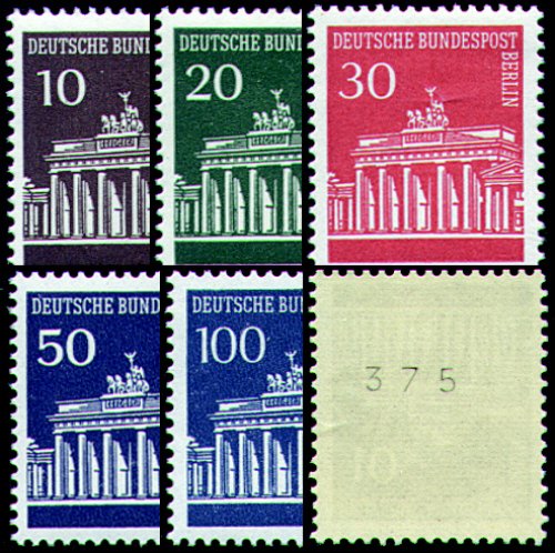 Goldhahn Berlin Nr. 286-290 postfrischmit rückseitiger Zählnummer - Briefmark... von Goldhahn