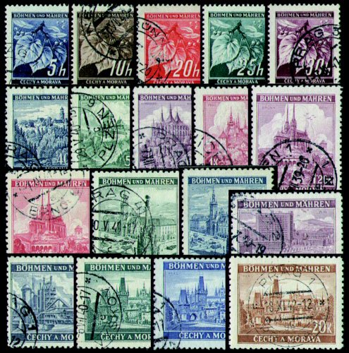 Goldhahn Böhmen und Mähren gestempelt dabei Nr. 20-37 - Briefmarken für Sammler von Goldhahn