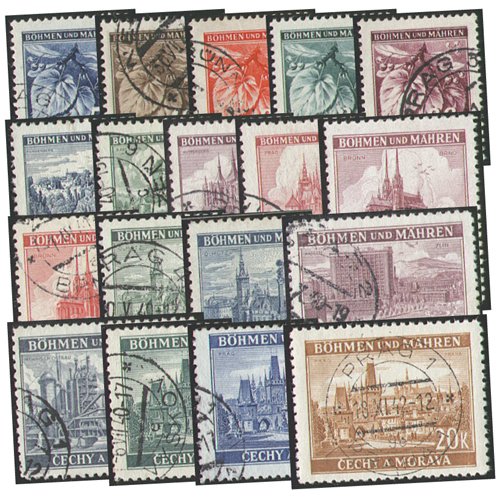 Goldhahn Böhmen und Mähren gestempelt mit Nr. 20-37 - Briefmarken für Sammler von Goldhahn