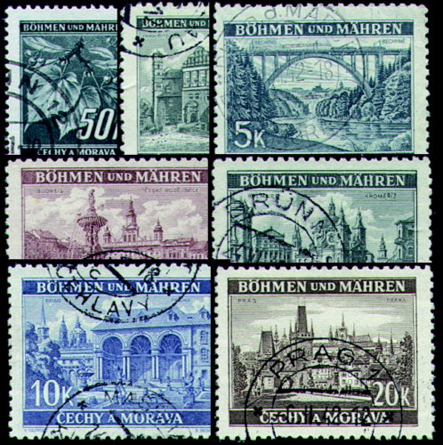 Goldhahn Böhmen und Mähren mit Nr. 55-61 gestempelt - Briefmarken für Sammler von Goldhahn
