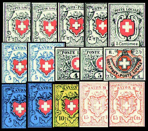 Goldhahn Replik Schweiz Nr. 1-11 mit Nr. 5,6,7,9 II - Briefmarken für Sammler von Goldhahn