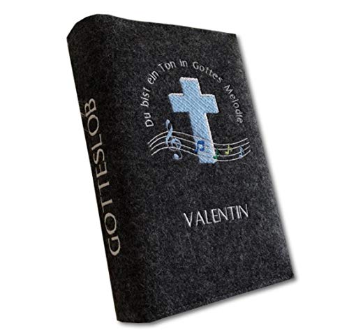 Gotteslob Hülle aus 100% Wollfilz - Du bist EIN Ton in Gottes Melodie - Made in Germany (Mit Namen, Anthrazit/Blau) Gotteslob Hülle aus 100% Wollfilz - Du bist EIN Ton in Gottes Melodie - Made in Germany (Mit Namen, Anthrazit/Blau) von Goldi-Design