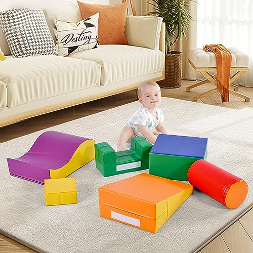 GoldCoo Montessori Schaumstoff Bausteine Kinder Indoor 6er-Set，Baby Softbausteine ab 1 6 Monate von GoldiCoo