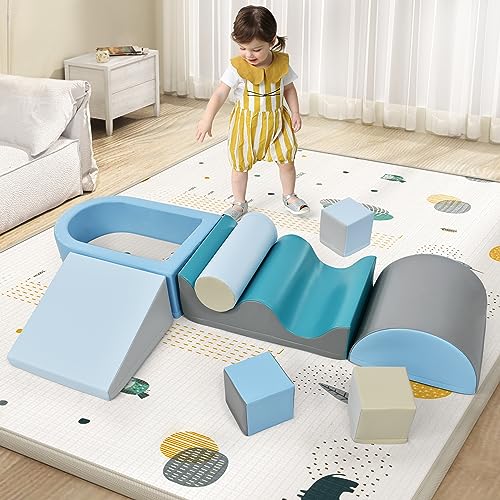GoldCoo Montessori Schaumstoff Bausteine Kinder Indoor 9er-Set，Baby Softbausteine ab 1 6 Monate von GoldiCoo