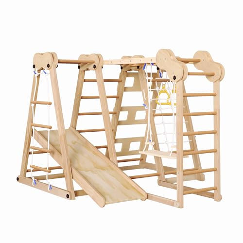 GoldiCoo klettergerüst Indoor Holz - kinderrutsche, Kinderschaukel, Kletterwand Kletternetz, Strickleiter, Schwedische Leiter, Ringe für Schaukel, Indoor Spielplatz für Kinder GoldiCoo klettergerüst Indoor Holz - kinderrutsche, Kinderschaukel, Kletterwand Kletternetz, Strickleiter, Schwedische Leiter, Ringe für Schaukel, Indoor Spielplatz für Kinder von GoldiCoo