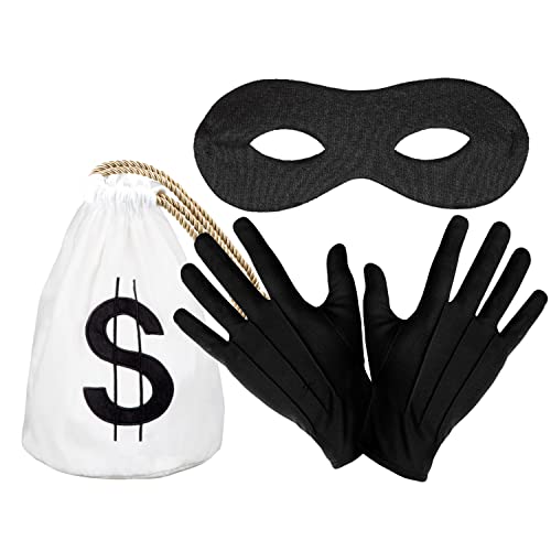 Goldschmidt Kostüme Kostüm Dieb Accessoires Set | Augenmaske Handschuhe & Geldsack Bandit Verkleidung Zubehör Räuber Bankräuber Einbrecher, Schwarz, Einheitsgröße Goldschmidt Kostüme Kostüm Dieb Accessoires Set | Augenmaske Handschuhe & Geldsack Bandit Verkleidung Zubehör Räuber Bankräuber Einbrecher, Schwarz, Einheitsgröße von Goldschmidt Kostüme