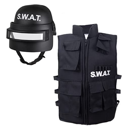 Goldschmidt Kostüme SWAT Set Weste & Helm Accessoires | Kostüm Kinder Polizei FBI Fasching Karneval Einheitsgröße 5-10 Jahre (Weste, Helm), Swat01 von Goldschmidt Kostüme