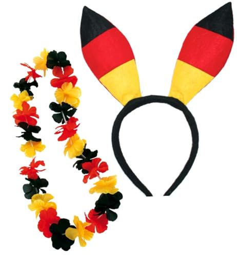 Goldschmidt Deutschland Accessoires Set | Bunny-Ohren und Hawaiikette Fanartikel EM WM | schwarz rot gold Fußball Accessoires Goldschmidt Deutschland Accessoires Set | Bunny-Ohren und Hawaiikette Fanartikel EM WM | schwarz rot gold Fußball Accessoires von Goldschmidt