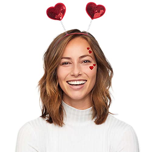 Goldschmidt Haarreif mit Herzchen-Fühlern | Herz Tiara Kopfschmuck Fasching | Karneval Liebe (rot) von Goldschmidt
