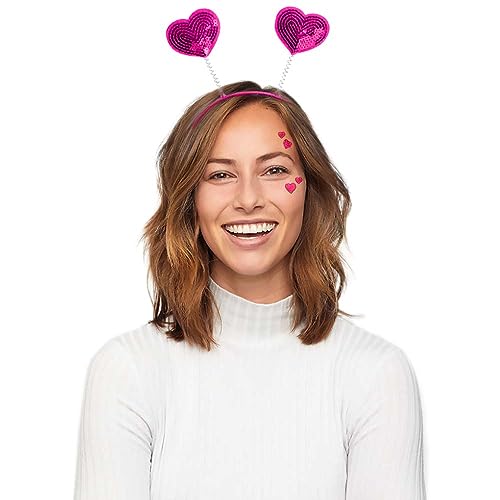 Goldschmidt Haarreif mit Herzchen-Fühlern | Herz Tiara Kopfschmuck Fasching | Karneval Liebe (pink) von Goldschmidt