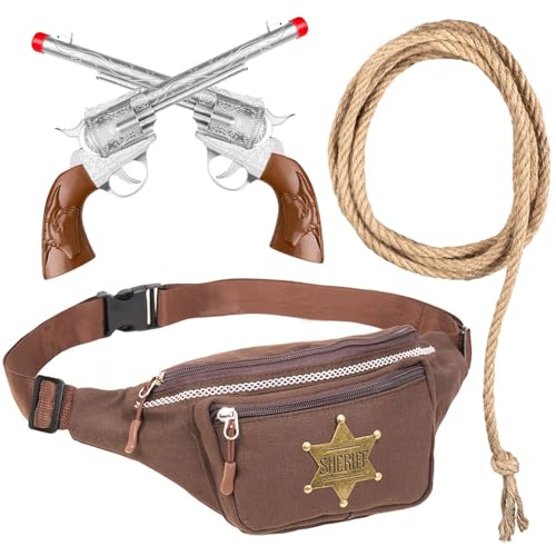Goldschmidt Kostüm Cowboy Set | Bauchtasche Lasso Pistolen | Accessoire Sheriff Fasching Karneval von Goldschmidt