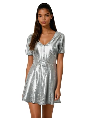 Goldschmidt Kostüm Disco Space Kleid silber | Weltall Space Girl Verkleidung metallic holografisch | Vorteilhaftes Kostüm (4XL) von Goldschmidt