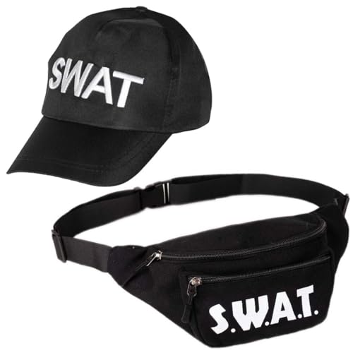 Goldschmidt Kostüme Swat Accessoires Set Cap & Bauchtasche | S.W.A.T. Mütze Tasche für Erwachsene | Kostüm Fasching Karneval von Goldschmidt