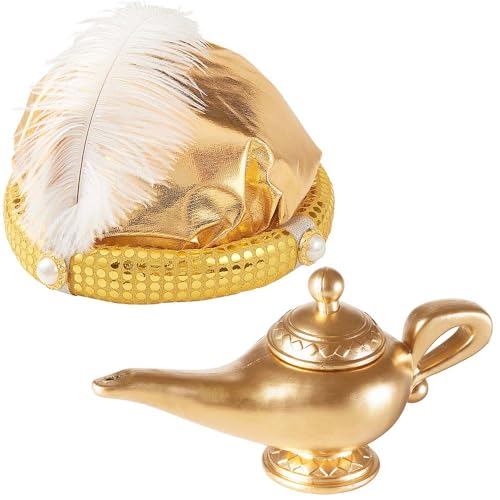Goldschmidt Orient Set Wunderlampe und Sultan Turban gold orientalisches Märchen Accessoires Fasching Karneval von Goldschmidt