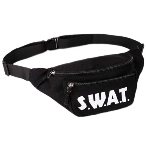 Goldschmidt SWAT Bauchtasche schwarz | Tasche mit 4 Reißverschluss-Fächern | Accessoire Kostüm S.W.A.T. Fasching Karneval von Goldschmidt
