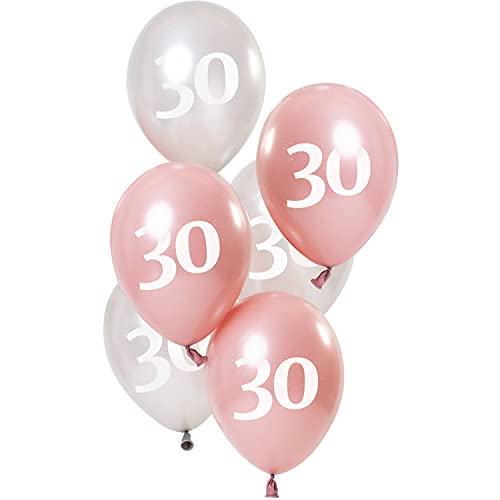 Luftballons Geburtstag 23cm 6 Stück rosa weiß Zahlen Ballons Happy Birthday Deko (30 Jahre) von Goldschmidt