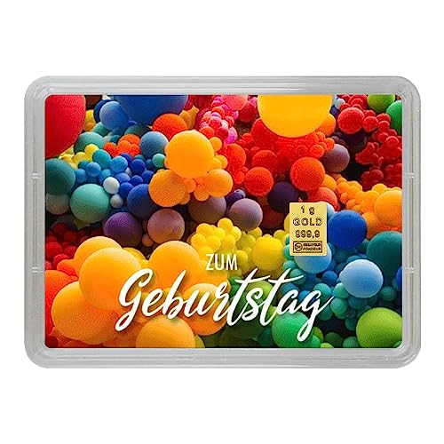 Goldbarren 1g – Geschenk Motivbox “Zum Geburtstag” Tolle Geschenkidee - Feingold 999,9 von Goldstücke24