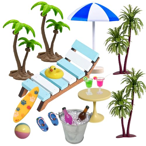 Golgner 11 Pcs Miniatur Deko Sauna Zubehör, Strand Mikrolandschaft, Strand Deko Miniatur Set, mit Mini Strandkorb Korb Hausschuhe Badetuch Kokosnussbaum, für DIY Puppenhaus Dekoration, Geschenkidee Golgner 11 Pcs Miniatur Deko Sauna Zubehör, Strand Mikrolandschaft, Strand Deko Miniatur Set, mit Mini Strandkorb Korb Hausschuhe Badetuch Kokosnussbaum, für DIY Puppenhaus Dekoration, Geschenkidee von Golgner