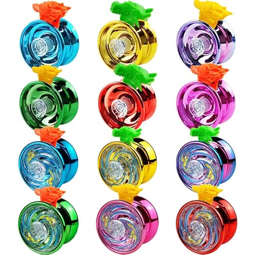 Golgner 4 Stück LED Licht YoYo, Mlegierung Responsive Yoyo, Reaktives Kugellager JoJo, JoJo Leuchtend mit Saiten und Fingerling, für Anfänger, Kinder, Erwachsene von Golgner