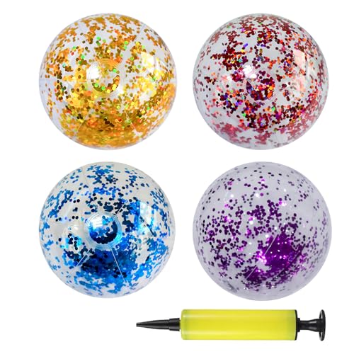 Golgner 4 Stück Aufblasbare Glitter Wasserbälle, Wasserball Aufblasbar 40cm, Inflatable Beach Ball, Aufblasbarer Ball mit Ballonpumpe, für Kinder Erwachsene Wasserspiele Pool Beach Party Golgner 4 Stück Aufblasbare Glitter Wasserbälle, Wasserball Aufblasbar 40cm, Inflatable Beach Ball, Aufblasbarer Ball mit Ballonpumpe, für Kinder Erwachsene Wasserspiele Pool Beach Party von Golgner