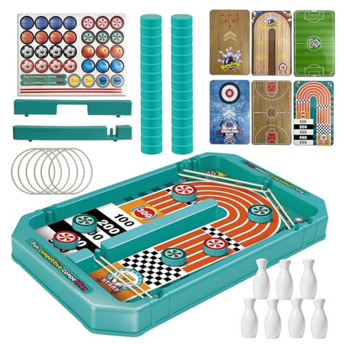 Golgner 6 in1 Hockey Brettspiel, Sling Puck Spiel, Brettspiel Hockey, Fast Sling Puck Game, mit Fußball Basketball Hockey Bowling, für Kinder Erwachsene Familie Partyspiele von Golgner