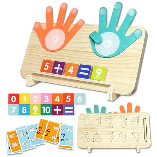 Golgner Holz Mathe Spielzeug Zahlen Lernen für Kinder, Fingerzähl Mathespielzeug, Zählen Lernspielzeug, Lehrhilfen Zahlen Montessori, für 3-6 Jahre Jungen und Mädchen Geschenk von Golgner