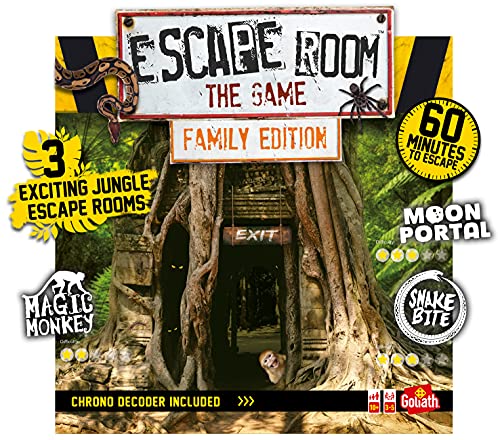 Escape Room: Das Spiel – Familienedition | 3 aufregende Dschungel-Fluchtsräume in Ihrem eigenen Zuhause | Familienspiele | Für 3–5 Spieler | ab 10 Jahren von Goliath Toys