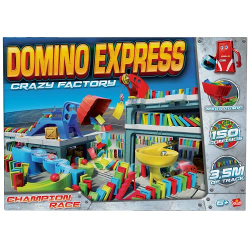 Goliath - Domino Express – Crazy Factory – Bauspiel – Domino-Fabrik – 3,5 m Lange Strecke – zum Spielen allein, mit Familie oder Freunden – ab 6 Jahren von Goliath Toys