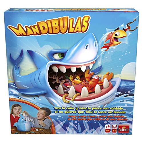 Mandibulas, Brettspiel. Das lustigste Angeln, Spiel für Kinder ab 4 Jahren. Rettet die Meerestiere, ohne dass der Hai Sie fangen. Nehmen Sie die Fische mit Ihrer Angelrute aus Ihrem Kiefer von Goliath Toys