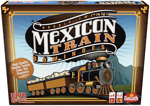 Goliath - Mexican Train, Domino Spiel ab 6 Jahren, Brettspiel für 1 – 8 Spieler, Gesellschaftsspiel mit Dominosteinen Goliath - Mexican Train, Domino Spiel ab 6 Jahren, Brettspiel für 1 – 8 Spieler, Gesellschaftsspiel mit Dominosteinen von Goliath