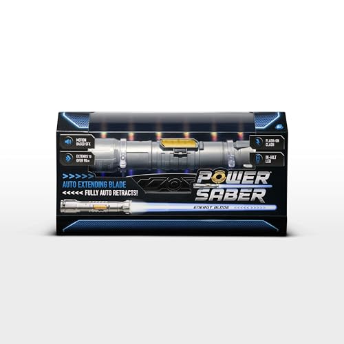 Goliath Power Saber Blau - Laserschwert für Kinder ab 6 Jahren, Automatisch ausziehbar und einziehbar, Realistisches Laserspielzeug, Intergalaktischer Kampf, 30cm/ ausgezogen 90cm von Goliath