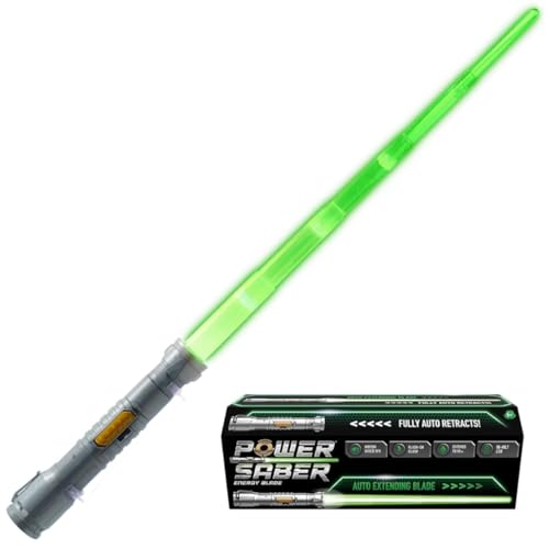 Goliath POWER SABER Farbe Grün, Schwert für Kinder ab 6 Jahren, Laserschwert in Farbe Grün für Intergalaktische Kämpfe, Automatisch Aus- und Einfahrend Spielzeug, 30 cm / 90 cm Ausgefahren von Goliath
