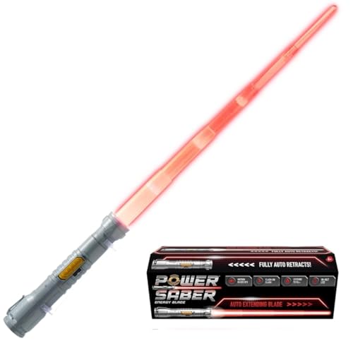 Goliath POWER SABER Farbe Rot, Schwert für Kinder ab 6 Jahren, Laserschwert in Farbe Rot für Intergalaktische Kämpfe, Automatisch Aus- und Einfahrend Spielzeug, 30 cm / 90 cm Ausgefahren von Goliath