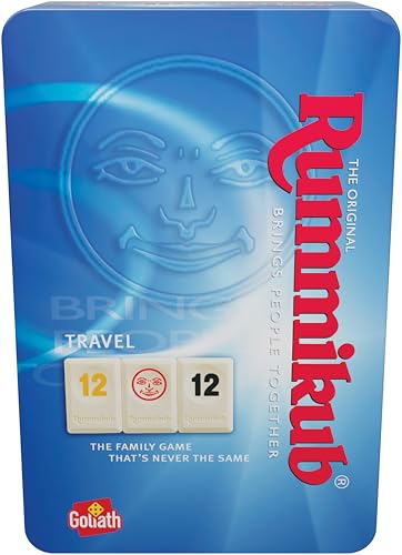 Goliath Rummikub Original Metallbox, Reise-Edition, Brettspiel für Kinder ab 6 Jahren, strategisches Spiel für die ganze Familie, Brettspiele für 4 Spieler von Goliath