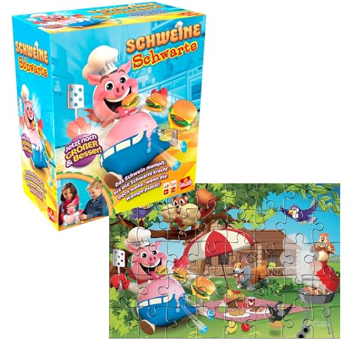 Goliath Schweine Schwarte + Amazon Exclusive Puzzle, Brettspiel mit Puzzle ab 4 Jahren, Gesellschaftsspiele für 2-6 Spieler, Spaß mit Freunden und Familie, Actionspiel von Goliath Toys