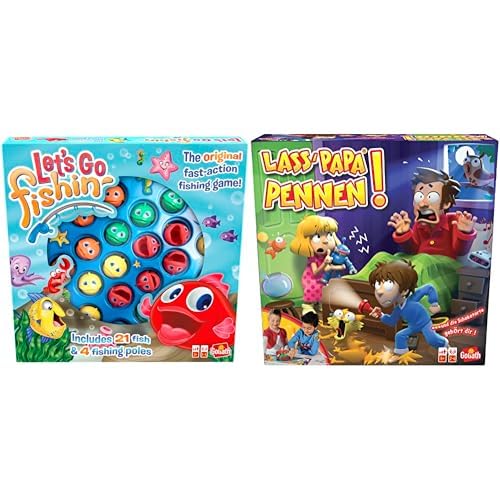 Set mit 2 Spielen: LET'S GO FISHIN + Lass Papa Pennen – Brett-, Action-, Geschicklichkeits- und Geschwindigkeitsspiele für Kinder – Neues Spieleset – Spielen mit Familie oder Freunden – 2+ Spieler –4+ von Goliath